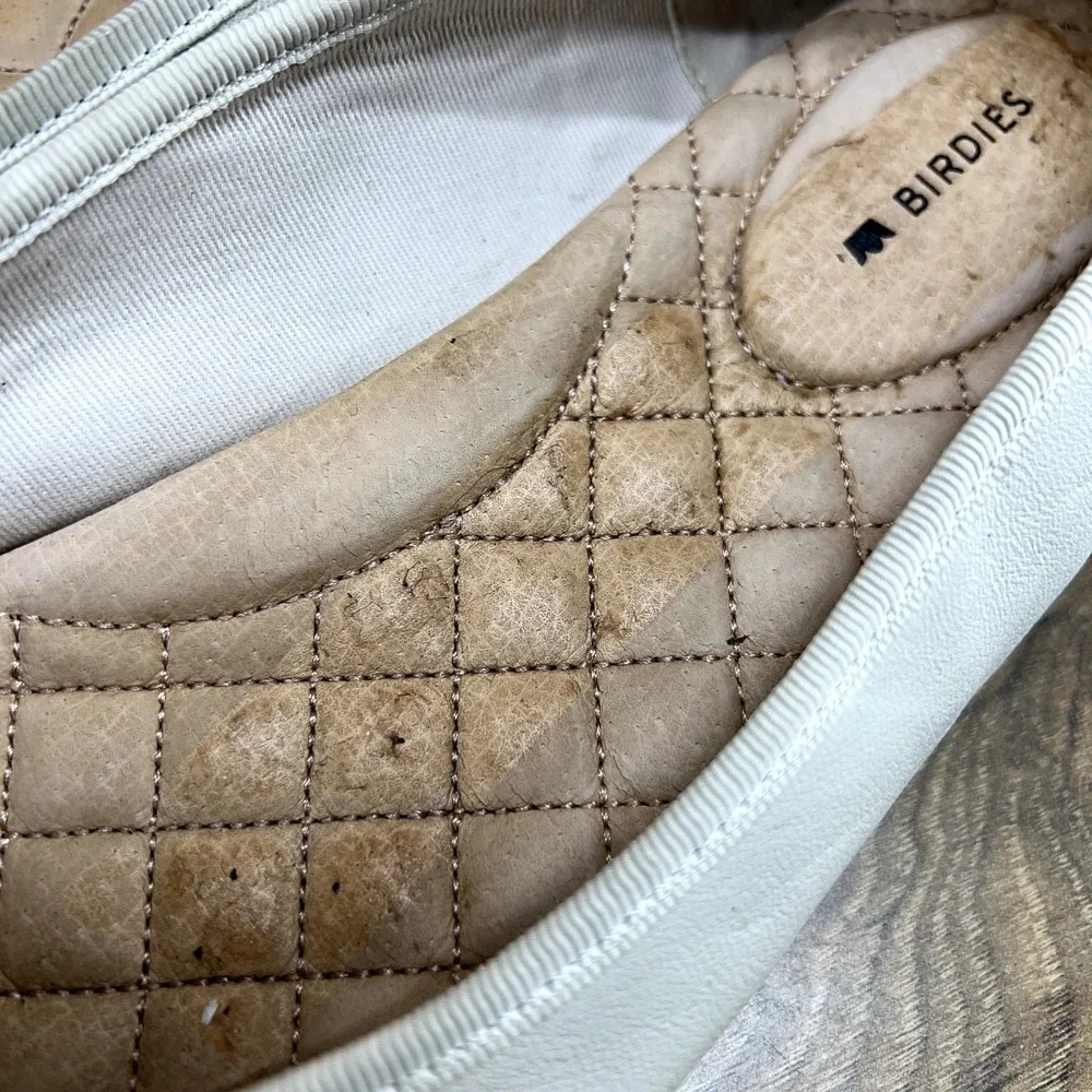 Birdies 9.5 Flats Bone Leather Pointed Toe Bow Goldfinch